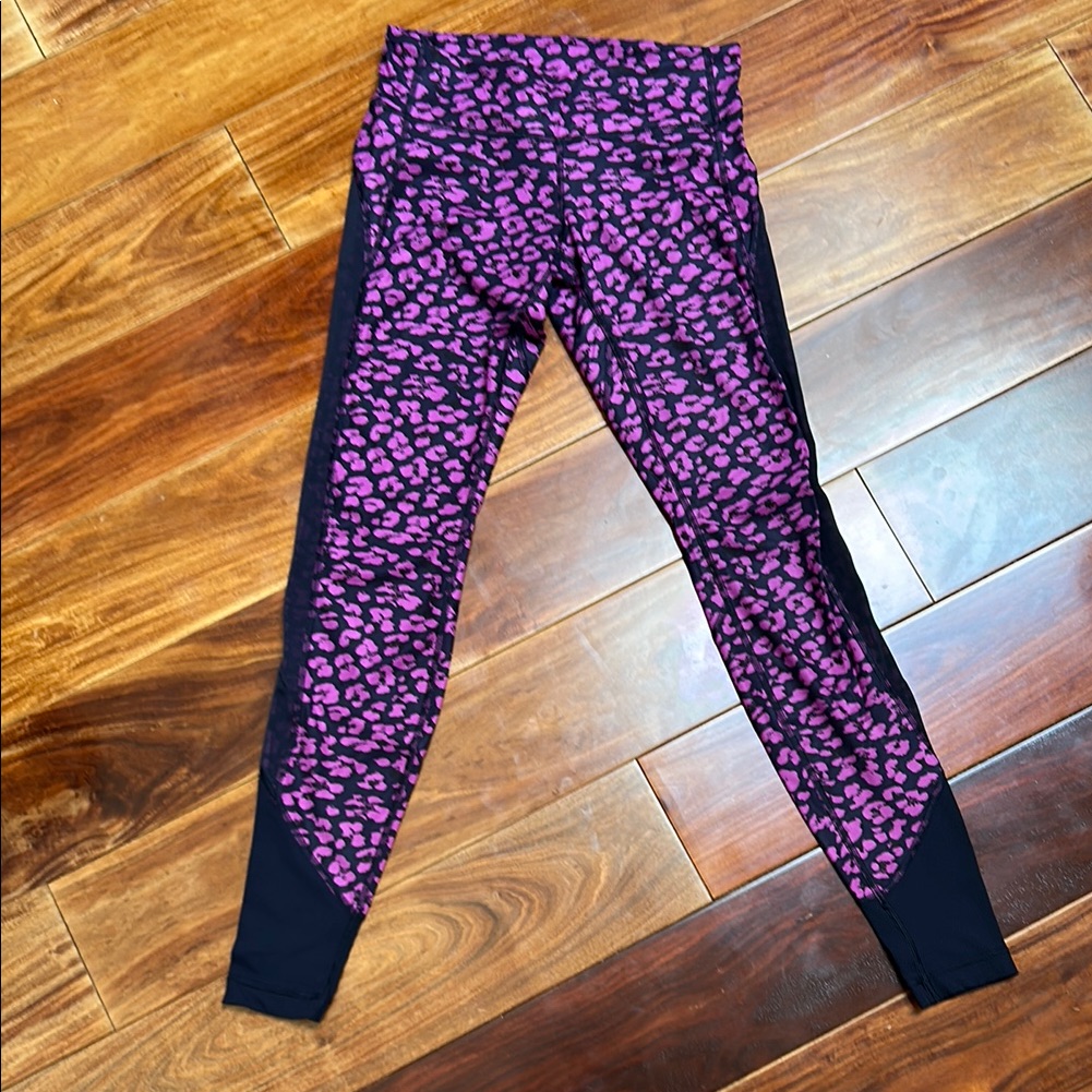 Lululemon Purple And Black Leopard Print Leggings
